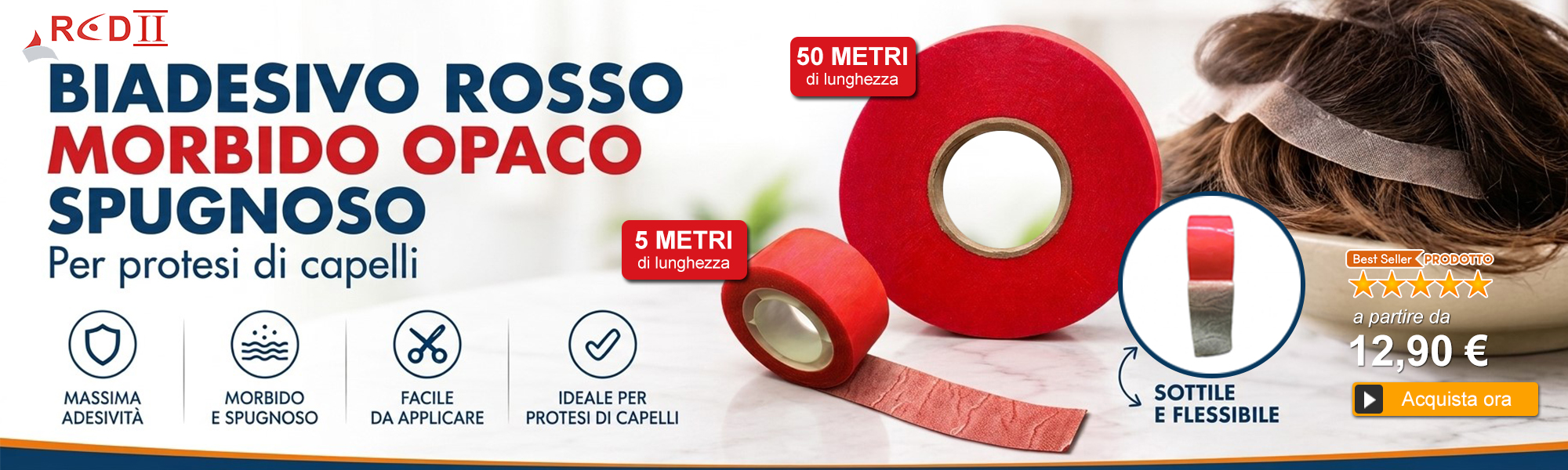 Biadesivo ROSSO per il PATCHCUTANEO