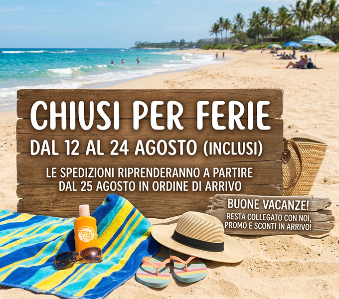 TricoAeshop.com siamo chiusi per ferie dal 12 al 24 agosto