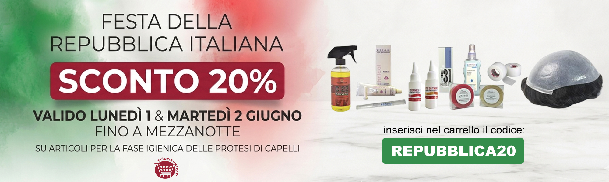 Festa della Repubblica - Sconto 20% su TricoAeshop.com